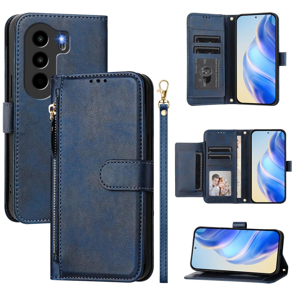 For Itel Power 70 4G Case Zipper Pocket Multiple Card Slots Leather Phone Cover