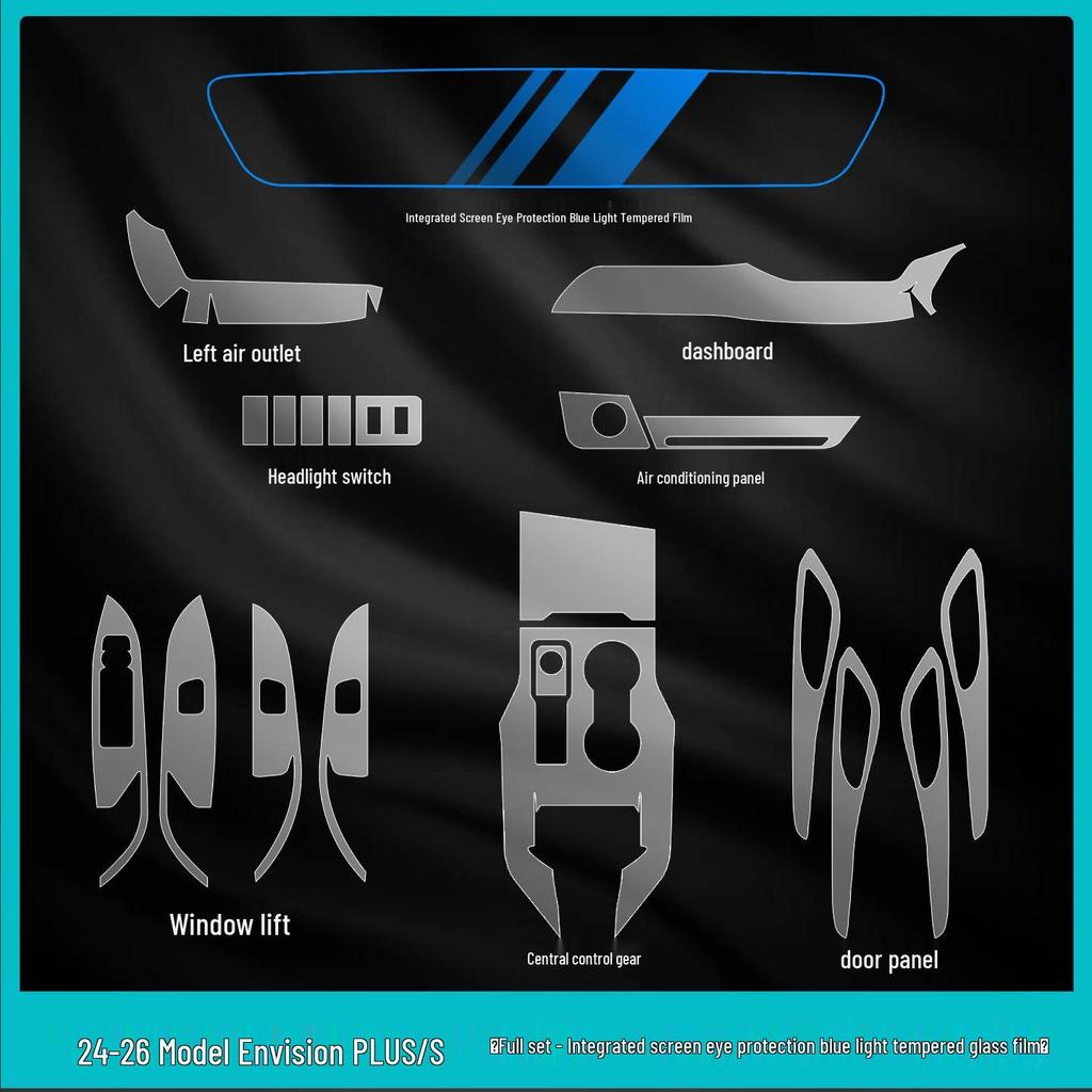 Compatible with 26 Buick Envision PLUS models: Interior Protection Central Control Sticker & Navigation Screen Tempered Film.