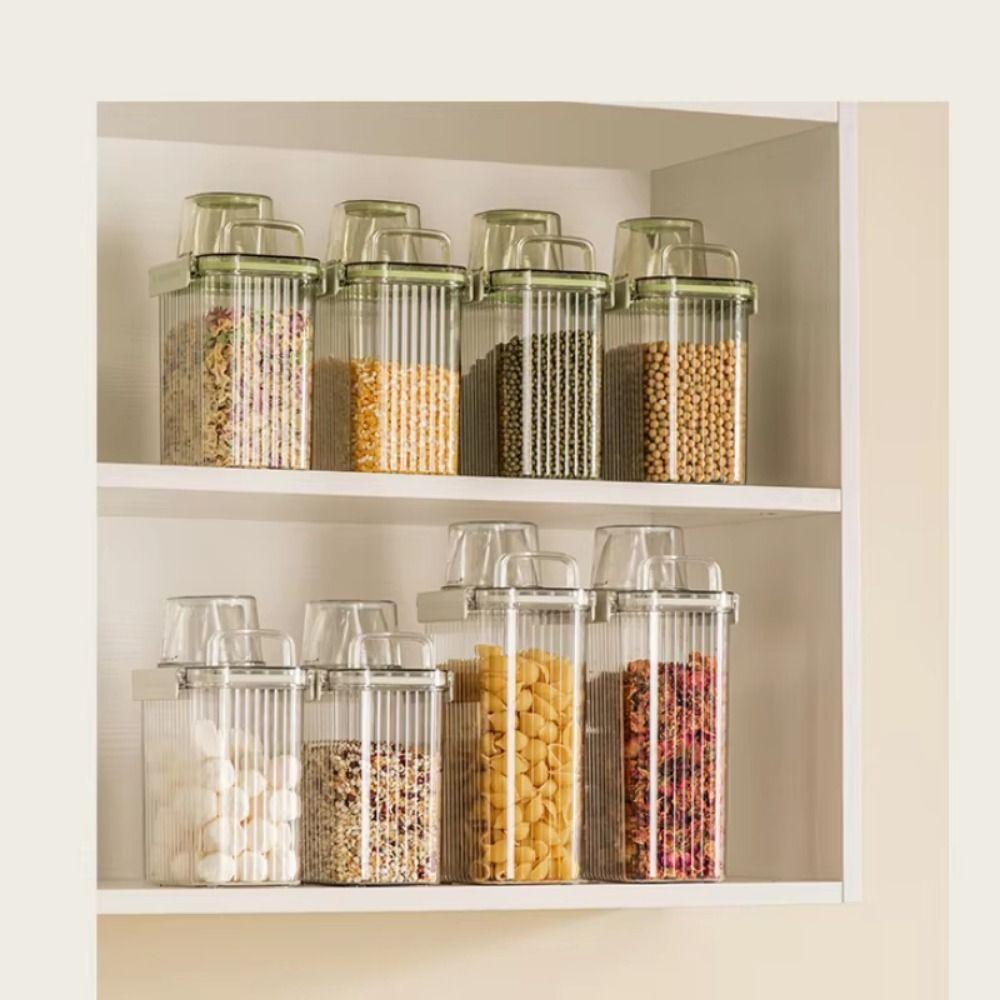 Large Capacity Cereal Containers with Measure Cup Plastic Sealed Jar  Snack