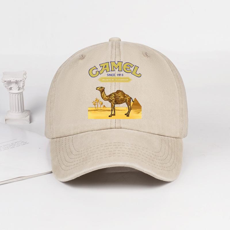 Винтажная Бейсболка с Принтом «Camel» (Сцена в Пустыне) - Регулируемая Унисекс Винтажная Кепка для Походов и Альпинизма бежевый