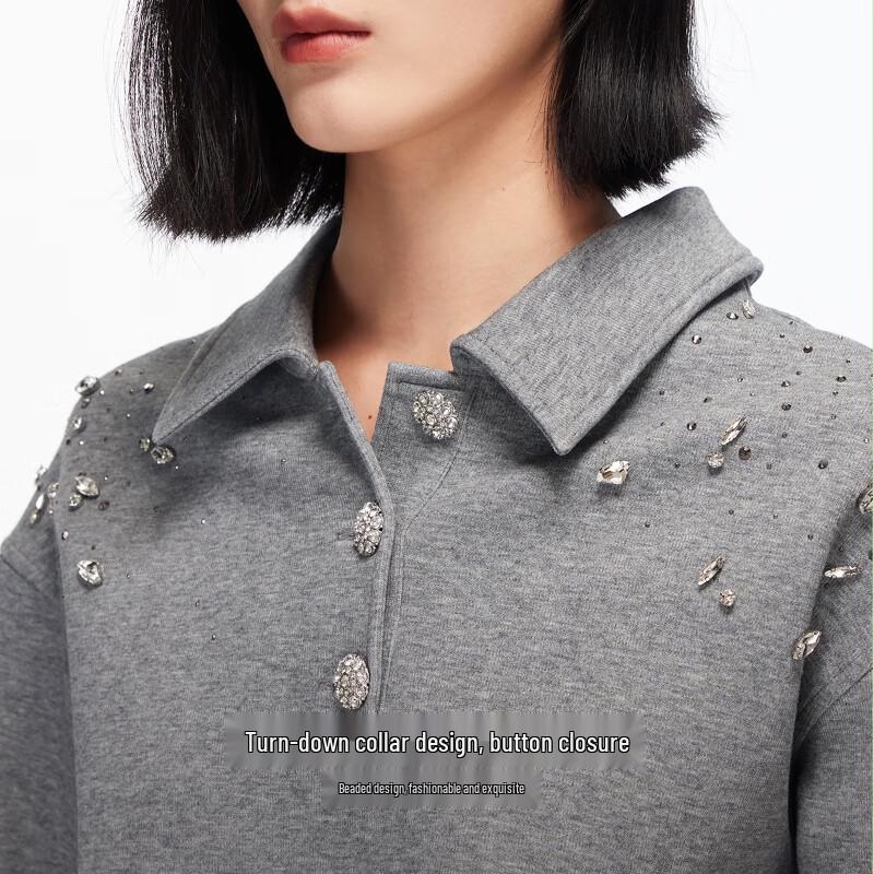 VEROMODA Women's Beaded Collared Sweatshirt