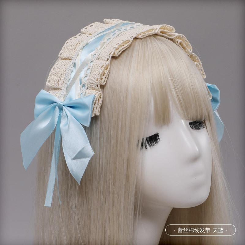 Handmade Bow Lace Headband Japanese Girl Lolita Hairpin Soft Cute Two-dimensional Headgear Cute Sister Hair Accessories