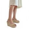 Gold Platform Shoes Women Wedge Heels Peep Toe Elegant Ladies Party Evening Shoes Espadrille Wedge Heel 10cm Plus Size 42