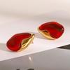 Youthway Trendy Elegant Stainless Steel Geometric Irregular Red Natural Stone Drop Earrings For Women Anti Allergic Jewelry
