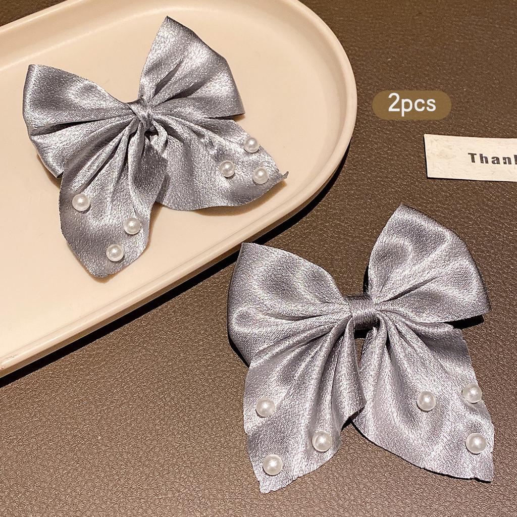 2 Gray Bow Hair Clips, Fashionable and Sweet Style Hair Accessories Suitable for Daily Use