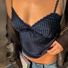 Polka Dot Crop Top Casual Lace Stitching Sleeveless Tight Strap Top