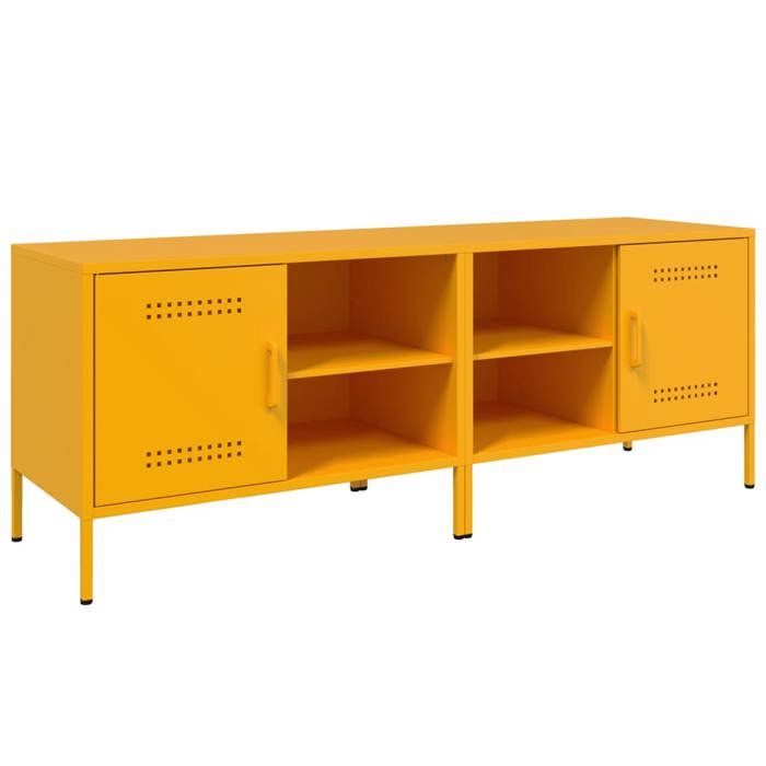 VidaXL TV Furniture 2 Pcs Mustard Yellow 68x39x50.5 Cm Steel, TV Stand, TV Sideboard, Multimedia Cabinet, TV Bench, Hi-fi Cabinet, 843001
