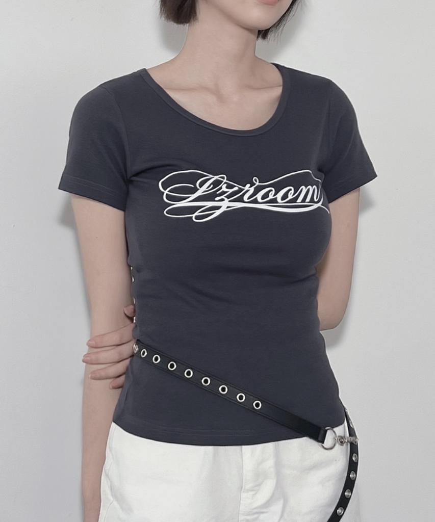 Ijeulum Classic Logo Slim Fit Short Sleeve T-Shirt (Blue Charcoal)