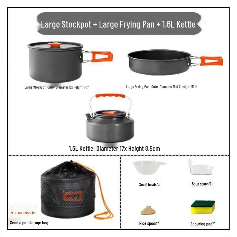 Portable Outdoor Camping Cookware & Kettle Set