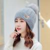 Hat women's winter cold-proof versatile fashion rabbit wool hat fleece thickened warm knitted pullover confinement hat