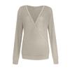 Gestrickter Damen-Pullover mit tiefem V-Ausschnitt, langen Ärmeln, Wickelfront, lockerer Pullover