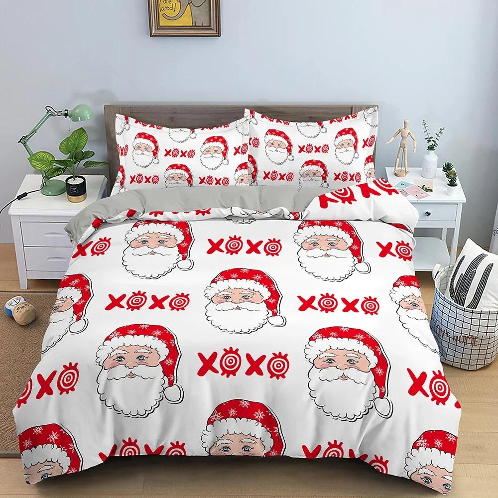 Christmas Decoration Bedding Set Luxury Soft Duvet Cover Set 3D Christmas Printed Quilt Cover King Queen Twin Size Home Textile
