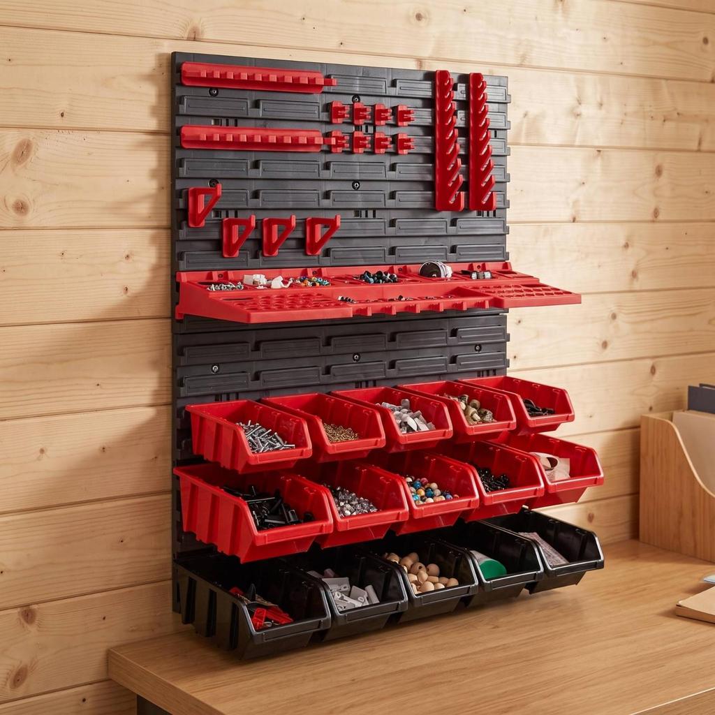 36 Pieces Tool Storage Rack with Bins and Hooks Modular for Craft Room, Diyers
