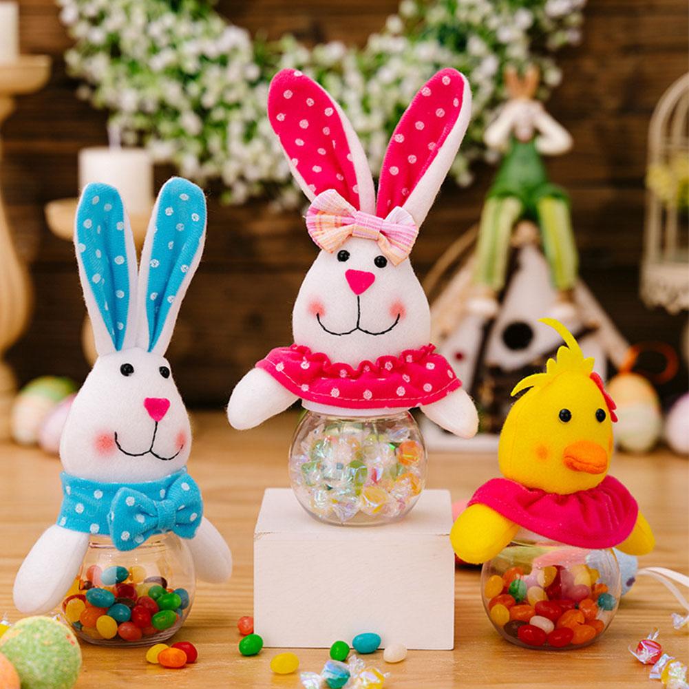 1-6pcs Easter Bunny Candy Box Transparent Jar Easter Gift Box Storage Container For Easter Basket Stuffers & Decorations