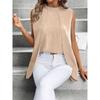 Sleeveless Women Loose Irregular Shirts Elegant Fashion Summer Blouse Solid Color Sweet Simple Office Long Tops Streetwear Casual Simple Clothing