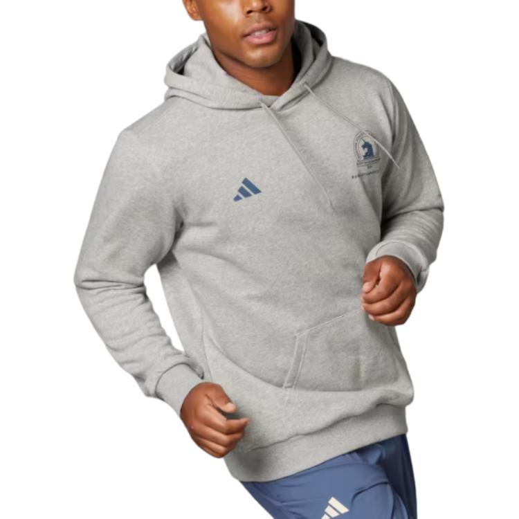 Adidas Moletom com Capuz Gráfico Boston Marathon® 2024 Masculino Moletons Cinza IW0815