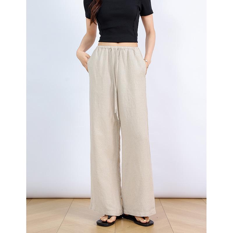 

Women s High Waist Linen Wide-Leg Suit Pants - Summer 2026 M (105-115 Jin)
