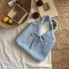 Casual Multicolor Bow Knitted Handbag Twists Soft Knitted Wrist Bag Cute Large Capacity Knit Shoulder Bag Commuting
