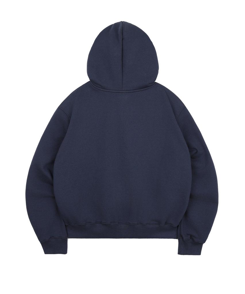 Easy No Easy Star Lettering Patch Zip-Up Hoodie - Navy