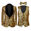 Men Luxury Gold Stamp Two-Piece Suit Jacket and Vest