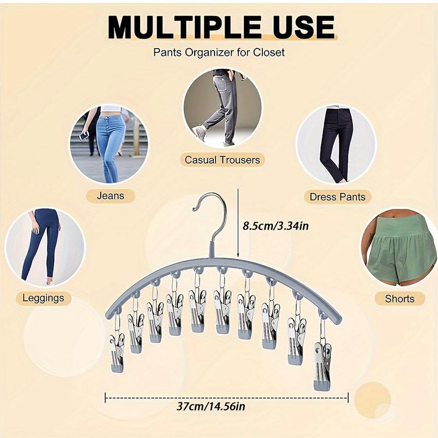 Closet Storage Hanger with 10 ClipsHangs 40 Pairs of LeggingsBlack HangerSpace-Saving Hanging Closet Organizer