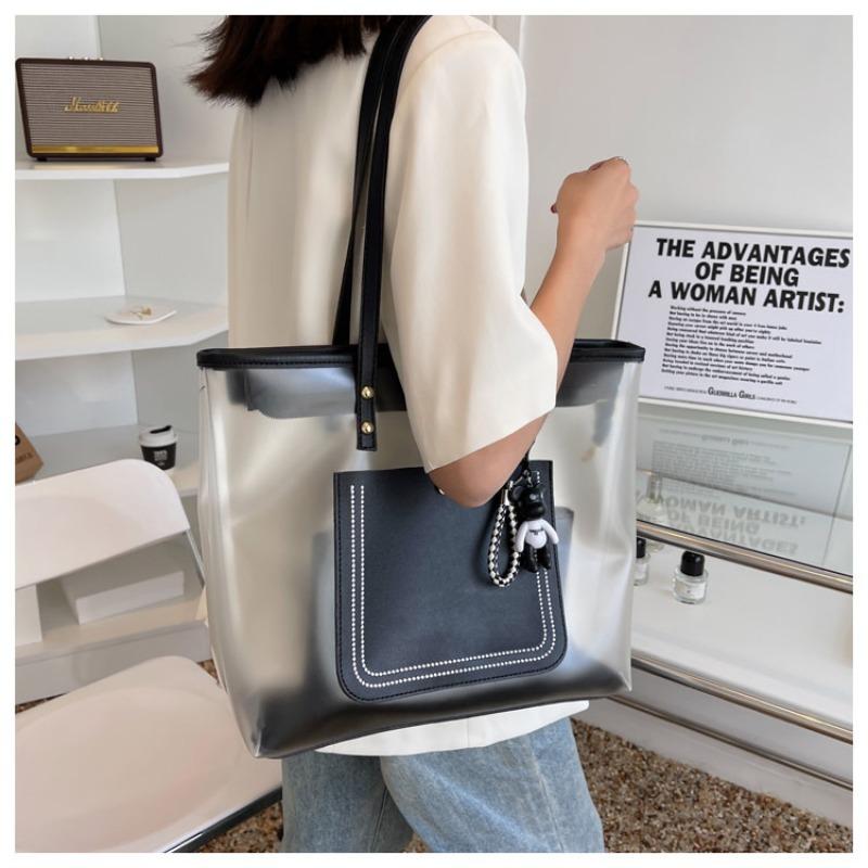 Large Capacity Transparent Bag Women's Summer New Fashion Popular Versatile Shoulder Bag Tote Bag