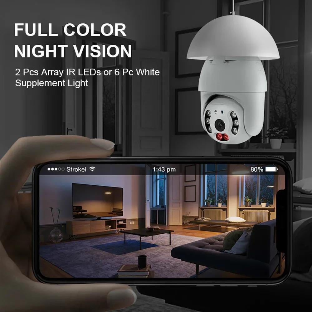 5MP E27 Bulb WiFi IP Camera Smart Home Tuya  AI Human Motion Detect Full Color Night Vision Outdoor Security Surveillance Cameras