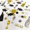 Graduation Trophy & Confetti Set: Cap and GRAD Design, Black & Gold Glitter, Perfect Party Decor