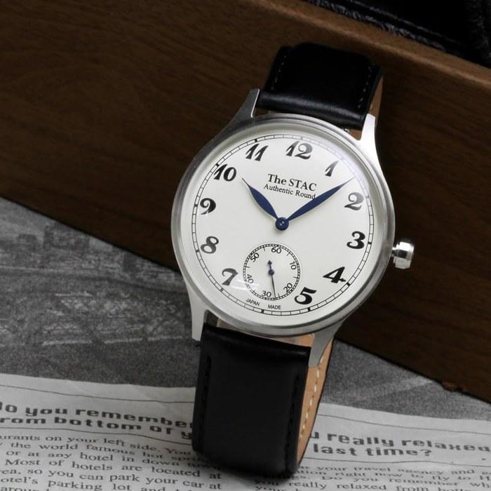 [The Stack] STAC Japanese-Made Watch 36mm Classic Retro White Black Leather ST-AR002 Off-White