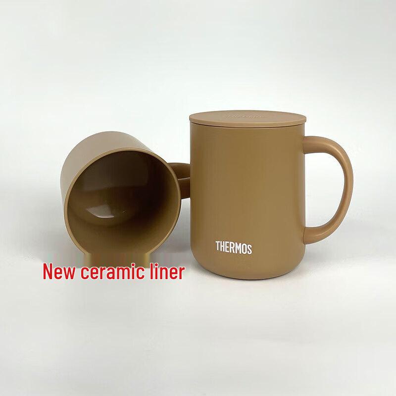 THERMOS TJDG-420 Ceramic Coated Handle Coffee Mug with Lid