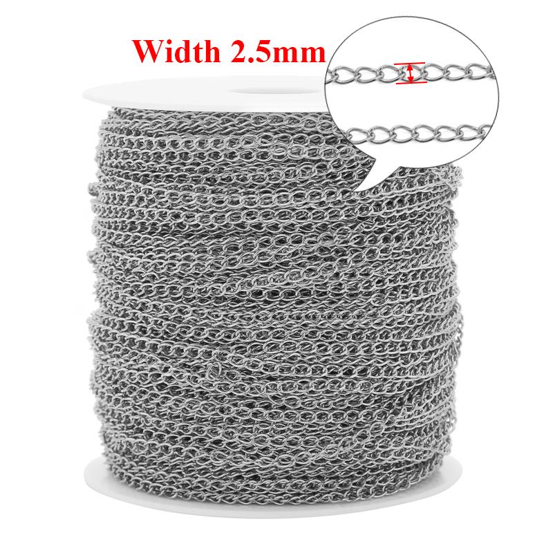 

5 Meters Stainless Steel Necklaces Extension Tail Chain Bulk Bracelets Extender Chains for DIY Jewelry Making Accessories