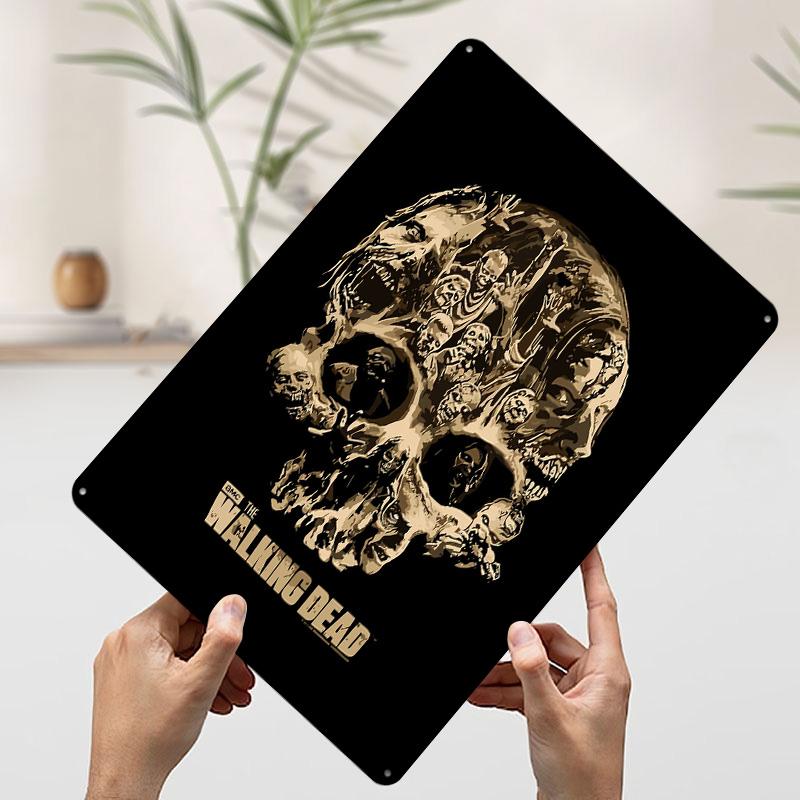 The Walking Dead Zombie Skull Metal Poster Customized Wall Art Retro Vintage Tinplate Signs for House Decor Room Decoration Cozy