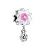 Charm Bead Pendant copper Spring Flower Butterfly Pink Charm for Bracelets Women Do It Yourself Jewellery Gift