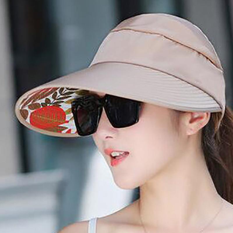 Summer Sun Hat for Women Wide Brim Print Foldable Visors Suncreen Uv Protection Lady Beach Floppy Cap Girls Holiday Baseball Cap
