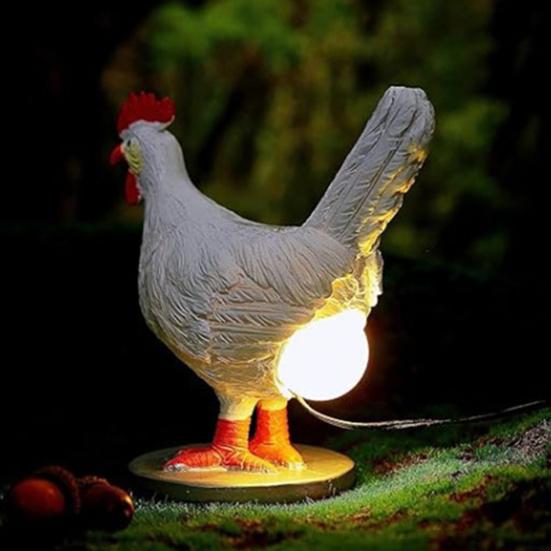 USB Chicken Egg Night Light Laying Eggs Hen Decorative Lamp Resin Statue Figurine Home Office Bedroom Desktop Ornament