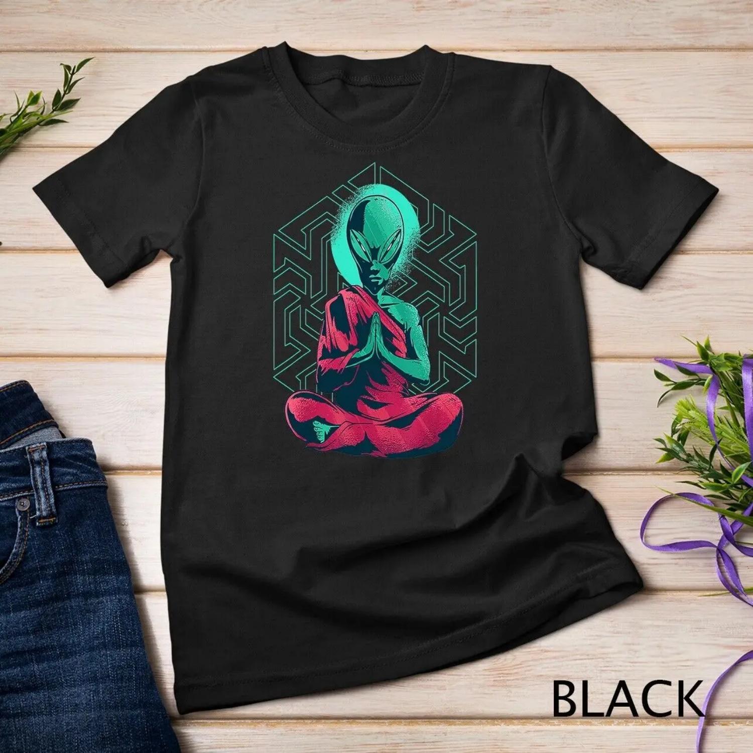 FUNNY ALIEN MONK MEDITATION T Shirt S