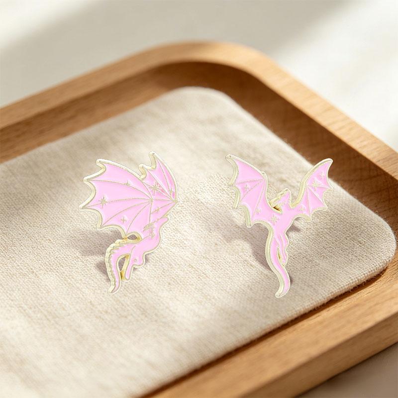 Xiaomi Fantasy Novel Pink Dragon Enamel Pin Cartoon Flying Dragon with Starry Wings Brooch Bag Lapel Badge Jewelry Gift for Fan Friends
