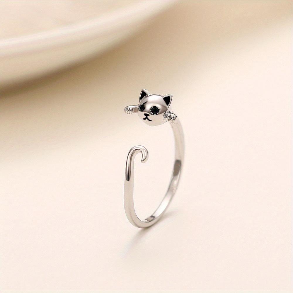 1Pc Cute Cat Open Ring with Playful Animal Fingers