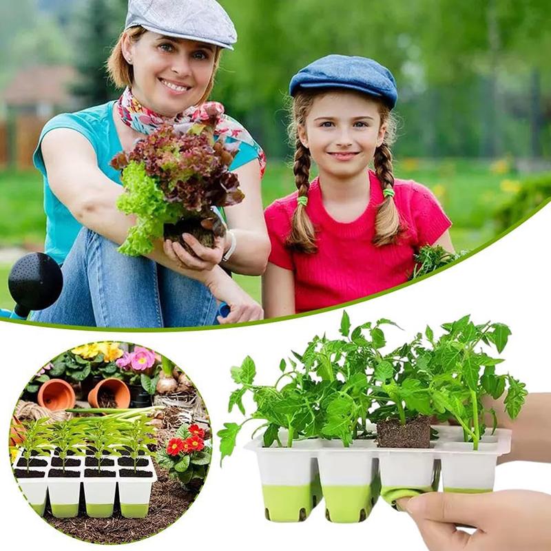 5 Pack 12-Cell Silicone Seedling Starter Tray, Reusable Houseplant Sprouting Containers, Plant Germination Tray, Plant Seedling Pots for Garden