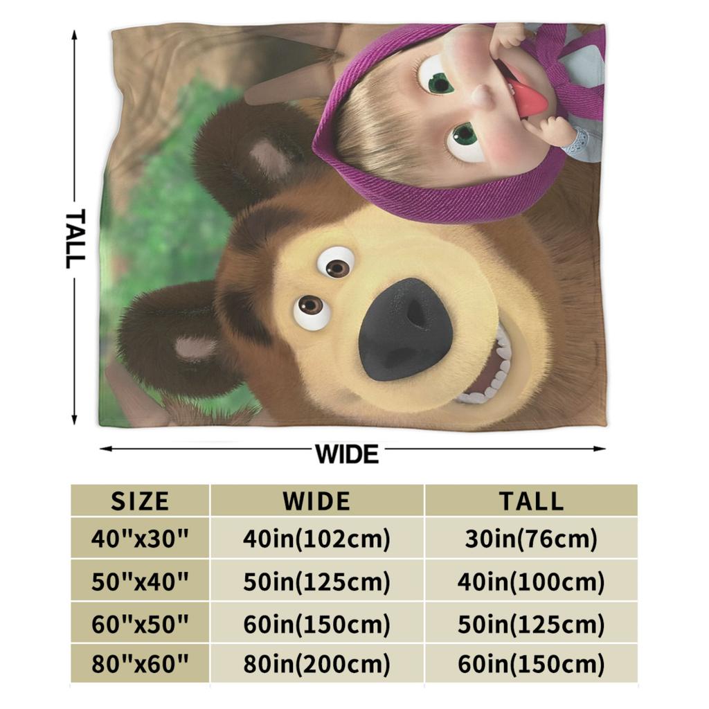Super Soft M-Mashas and B-Bears Throw Blanket Premium Fleece Flannel Lightweight Bed Blanket Cozy Plush Blankets All Season Use