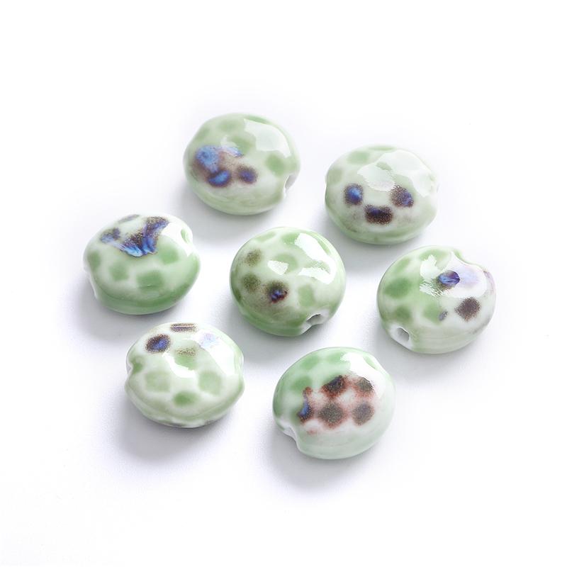 

5 шт. 19 мм фарфоровые бусины с цветочной глазурью, сплюснутые круглые керамические бусины для изготовления ювелирных изделий, сделай сам, подвески, браслет, ожерелье, ремесла