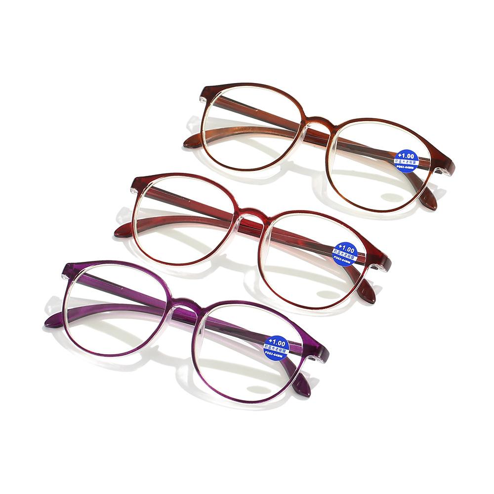 Fashion Anti-Blue Reading Glasses Women'S Round Frame Reading Glasses Elegant Elderly High Definition Large Frame Age-Reducing Reading Glasses
