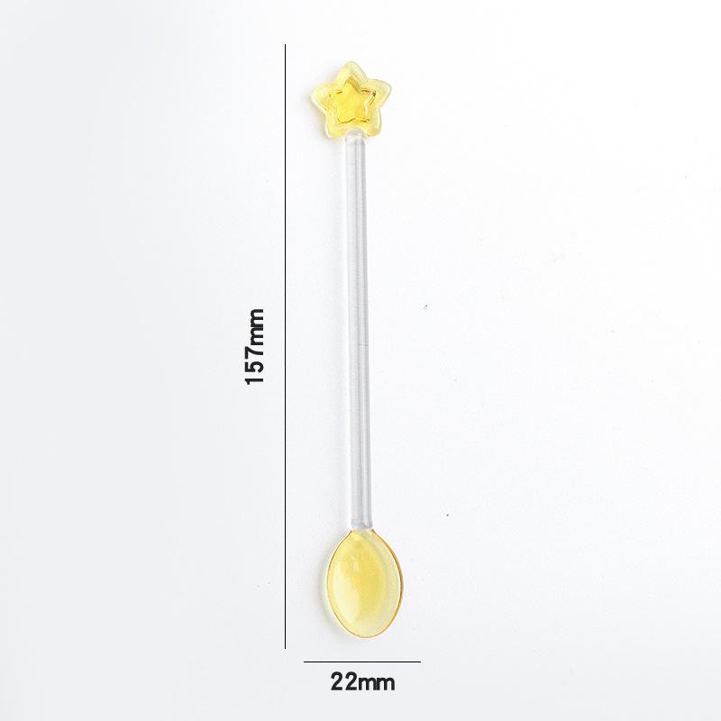 Creative Star Coffee Spoon Kitchen Dessert Cake Scoops Colorful Glass Tea Spoons Long Handle Mixing Round Spoon