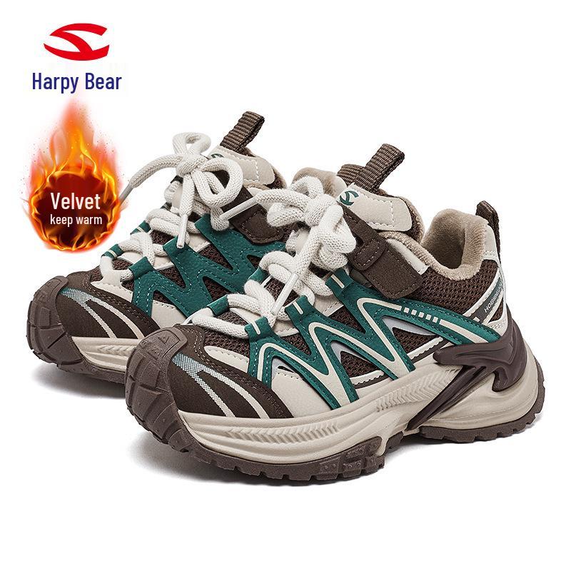 HOBIBEAR Boys  Velvet-Lined Winter Sports Shoes with Velcro Closure 27