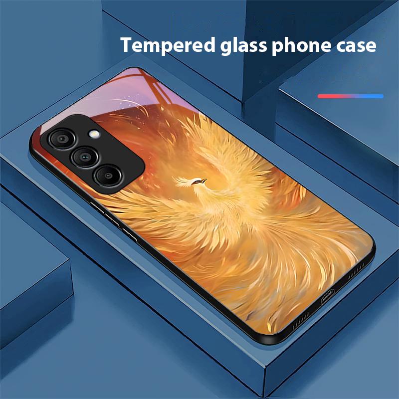 Feuerphönix Hohe Gangart Für Samsung Galaxy A15 5G 54 4G 51 50 24 35 90 71 12 51 53 52S 80 22 34 Schwarze Gehärtetes Glas Handyhülle