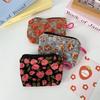 New Corduroy Floral Coin Wallet Women Portable Lipstick Makeup Bag Children's Cute Coin Purse Small Wallet Large Capacity ID Bag