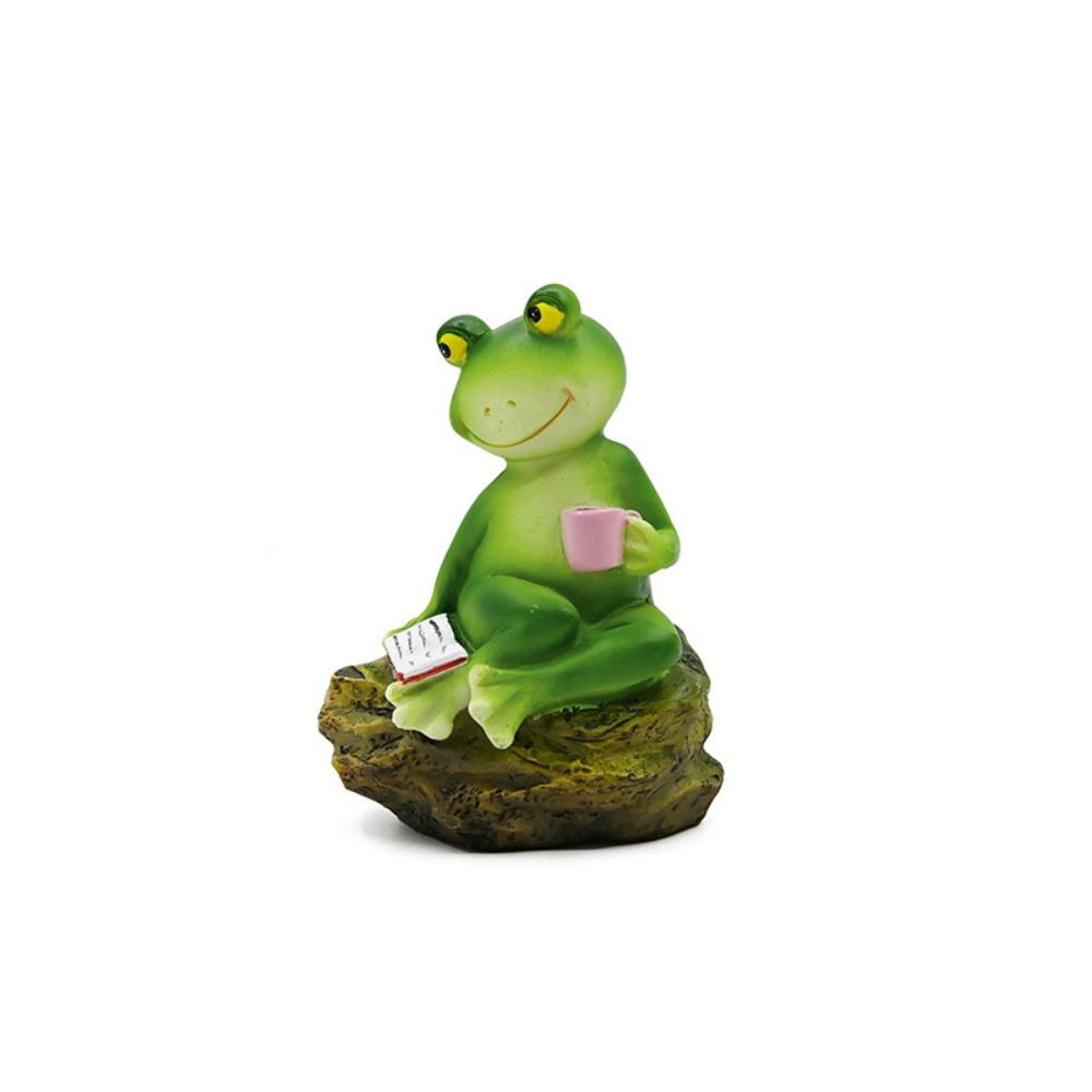 Cute Garden Frog Statue Resin Miniatures Figurine Desktop Ornament Animal Sculpture  Fish Tank