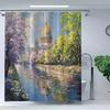 1pc High Quality Polyester Shower Curtain - Fantasy Riverside Castle Scenery Digital Printing, Bathroom Shower Curtain Set