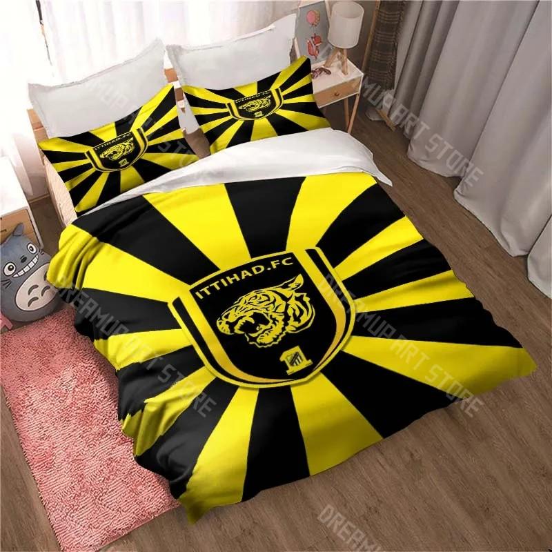 3D Print Al-Ittihad Club Jeddah Football Saudi Arabia Bedding Set Cute Duvet Cover Bed Cover with Pillowcase