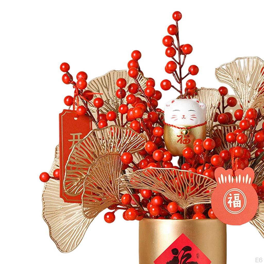 Artificial Floral Pot Chinese Collectible Party Decor Decorative Desk Ornament Decoration Year